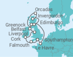 Itinerario del Crucero Reino Unido, Francia - Princess Cruises