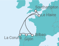 Itinerario del Crucero España, Francia - Cunard