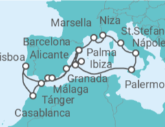 Itinerario del Crucero Un viaje ampliado por los tesoros del Mediterráneo y rincones secretos bañados por el sol - Explora Journeys