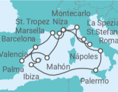 Itinerario del Crucero Un viaje ampliado con maravillosas islas y todo el glamur de la Costa Azul - Explora Journeys