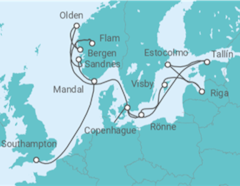 Itinerario del Crucero Un viaje ampliado para descubrir fiordos y ciudades llenas de historia - Explora Journeys