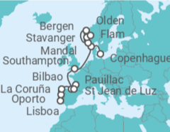 Itinerario del Crucero Un gran viaje desde los valles de viñedos hasta las cumbres de los fiordos - Explora Journeys
