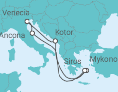 Itinerario del Crucero Las joyas del Adriático  - Con vuelos - MSC Cruceros
