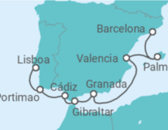 Itinerario del Crucero España, Gibraltar, Portugal - NCL Norwegian Cruise Line
