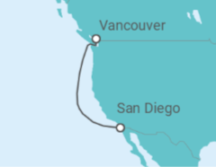 Itinerario del Crucero De San Diego a Vancouver - Disney Cruise Line