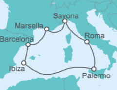 Itinerario del Crucero Francia, España, Italia - Costa Cruceros