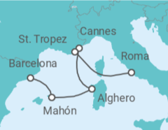 Itinerario del Crucero Un viaje desde la belleza de las tierras catalanas hasta la grandeza de Roma - Explora Journeys