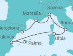 Itinerario del Crucero Desde Palma de Mallorca a Barcelona - Costa Cruceros