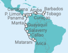 Itinerario del Crucero Segmento vuelta al mundo: de Bridgetown a Puerto San Antonio - Nicko Cruises
