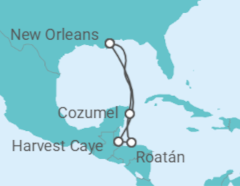 Itinerario del Crucero El Caribe: Harvest Caye, Cozumel y Roatán - NCL Norwegian Cruise Line