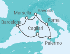 Itinerario del Crucero Francia, España, Italia - Costa Cruceros