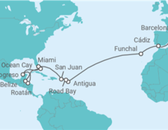Itinerario del Crucero Un gran viaje de culturas vibrantes, maravillas mayas y playas idílicas - Explora Journeys