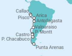 Itinerario del Crucero Patrimonio chileno y fiordos - Oceania Cruises