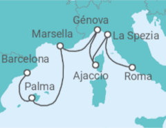 Itinerario del Crucero Mediterráneo occidental con Italia - Princess Cruises