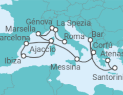 Itinerario del Crucero Mediterráneo occidental con Grecia e Italia - Princess Cruises
