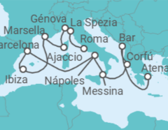 Itinerario del Crucero Mediterráneo occidental con Grecia e Italia - Princess Cruises