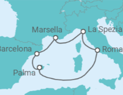 Itinerario del Crucero España, Francia, Italia - AIDA