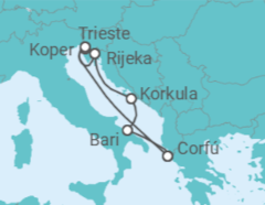 Itinerario del Crucero Mar Adriático desde Corfú II - AIDA