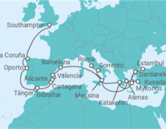 Itinerario del Crucero Islas Mediterráneas y Griegas - Cunard