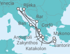 Itinerario del Crucero Italia, Grecia. Montenegro y Croacia - Costa Cruceros