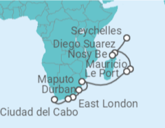 Itinerario del Crucero Desde Victoria (Mahe, Seychelles) a Ciudad del Cabo (Sudáfrica) - AIDA