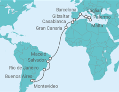 Itinerario del Crucero Desde Cagliari a Buenos Aires - MSC Cruceros