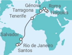 Itinerario del Crucero Desde Nápoles a Santos - MSC Cruceros