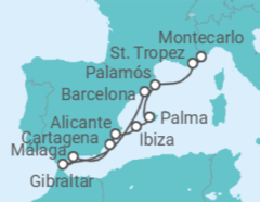 Itinerario del Crucero Palacios moriscos y pasión andaluza - Silversea