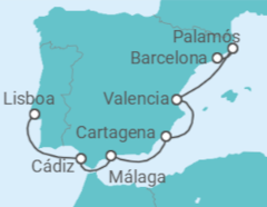 Itinerario del Crucero El arte cautivador de España - Silversea