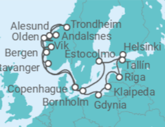 Itinerario del Crucero Puertas medievales y impresionantes fiordos - Silversea