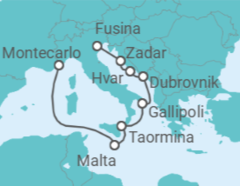 Itinerario del Crucero Escénico sur de Europa y el Adriático - Silversea