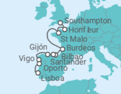 Itinerario del Crucero Coloridos puertos y murallas de Bretaña - Silversea
