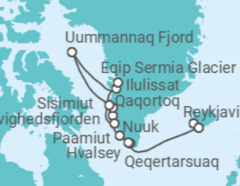 Itinerario del Crucero De Reikiavik a las fronteras salvajes de Groenlandia - Silversea