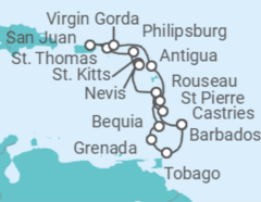 Itinerario del Crucero Islas Vírgenes - Reino Unido, Antigua Y Barbuda, San Vicente e Islas Granadinas, Barbados, Santa ... - Azamara