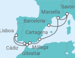 Itinerario del Crucero Portugal, Gibraltar, España, Francia, Italia - Costa Cruceros