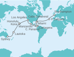 Itinerario del Crucero Sgmento vuelta al mundo: de Southampton a Sydney  - Cunard