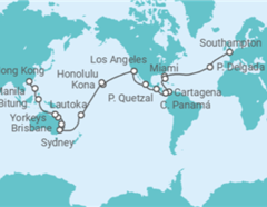 Itinerario del Crucero Segmento vuelta al mundo: de Southampton a Hong Kong - Cunard