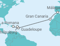 Itinerario del Crucero España, Guadalupe, Saint Maarten - Costa Cruceros