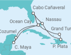 Itinerario del Crucero Paraísos y ritmos caribeños - MSC Cruceros