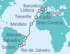 Itinerario del Crucero Desde Barcelona a Santos  - Costa Cruceros