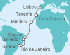 Itinerario del Crucero España, Cabo Verde, Brasil - Costa Cruceros