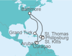 Itinerario del Crucero Islas Vírgenes - EEUU, Saint Maarten, San Cristóbal Y Nieves, Aruba, Curaçao, Bahamas - Carnival Cruise Line