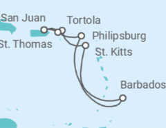 Itinerario del Crucero Islas Vírgenes - Reino Unido, San Cristóbal Y Nieves, Barbados, Saint Maarten, Islas Vírgenes - E... - NCL Norwegian Cruise Line