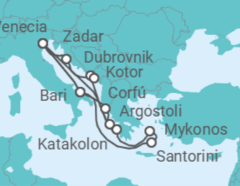 Itinerario del Crucero Italia, Grecia, Croacia, Montenegro - Costa Cruceros