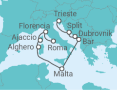Itinerario del Crucero Mediterráneo con Italia y Croacia - Princess Cruises