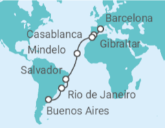 Itinerario del Crucero Desde Barcelona a Buenos Aires - MSC Cruceros