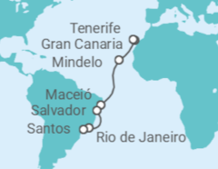 Itinerario del Crucero España, Cabo Verde, Brasil - Costa Cruceros