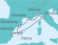 Itinerario del Crucero Italia, España, Francia - MSC Cruceros