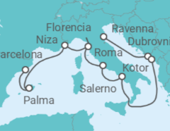 Itinerario del Crucero Croacia, Montenegro, Italia, Francia, España - NCL Norwegian Cruise Line