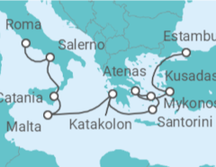 Itinerario del Crucero Islas griegas: Santorini, Atenas y Miconos - NCL Norwegian Cruise Line